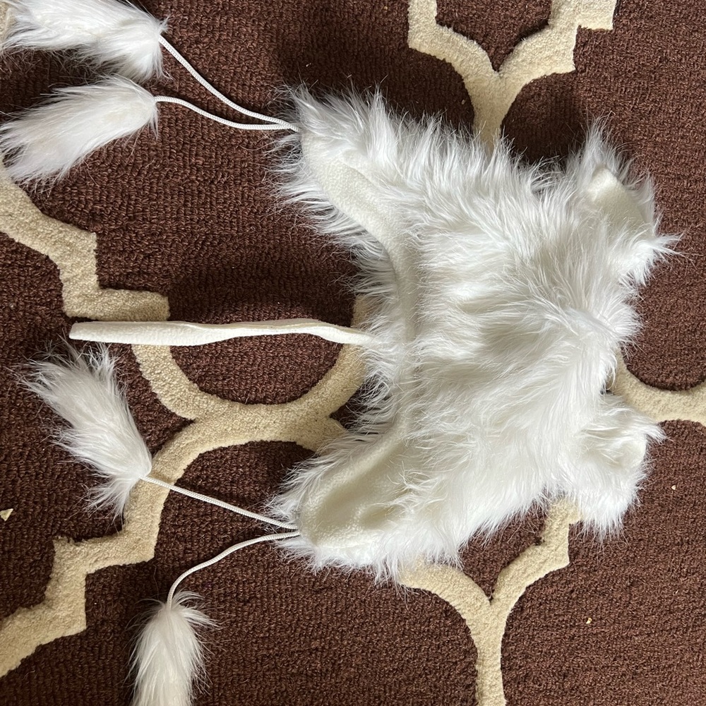 fur white hat with animal ears